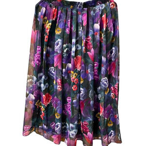 Vintage  Floral Pleated Skirt